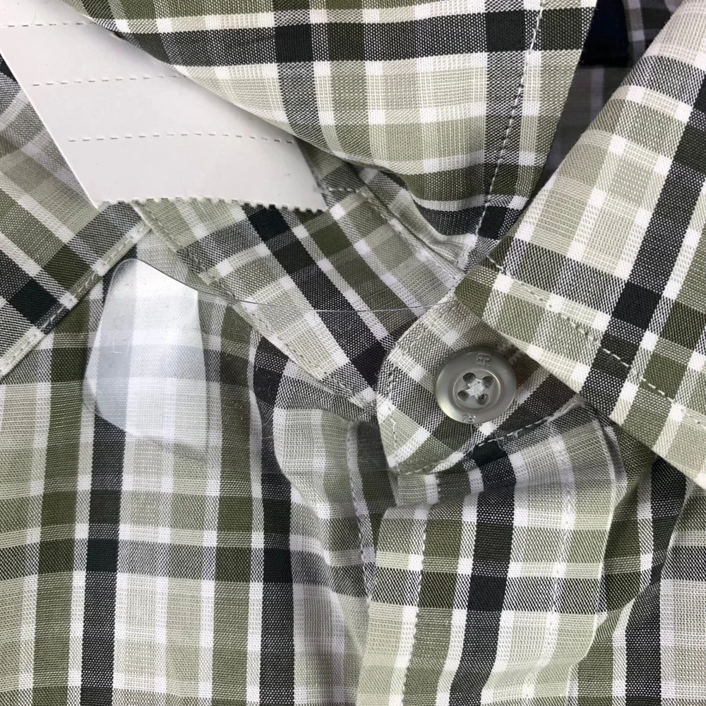 Banana Republic Plaid Western Button Down Men M Green Long Sleeve Shirt NWT